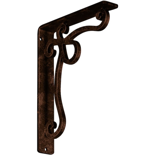 Ekena Millwork Orleans Wrought Iron Bracket, (Single center brace), Antiqued Copper 1 1/2"W x 7 1/2"D x 10"H BKTM01X07X10SOLACO - main